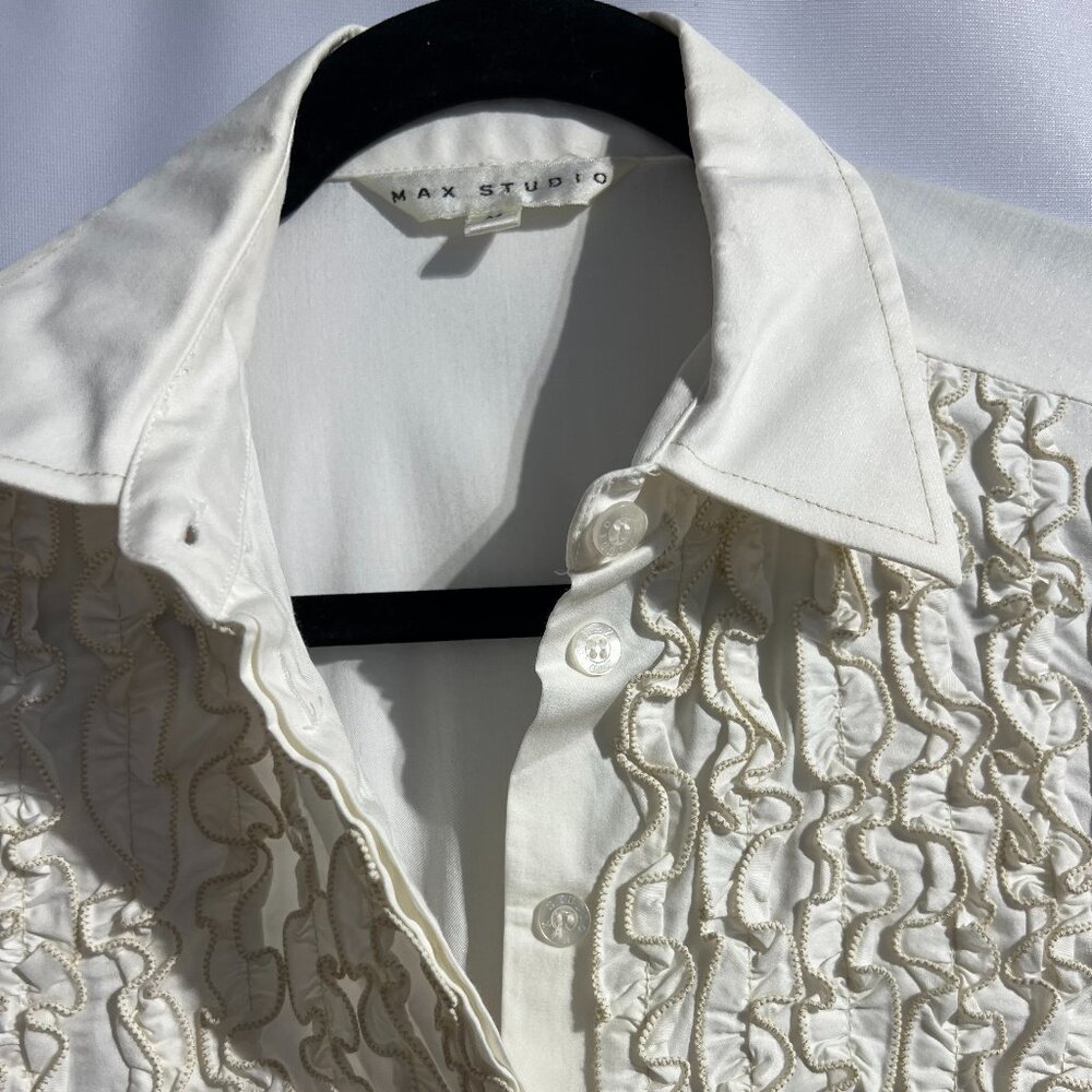 Max Studio White Ruffle Shirt - Picture 6 of 8